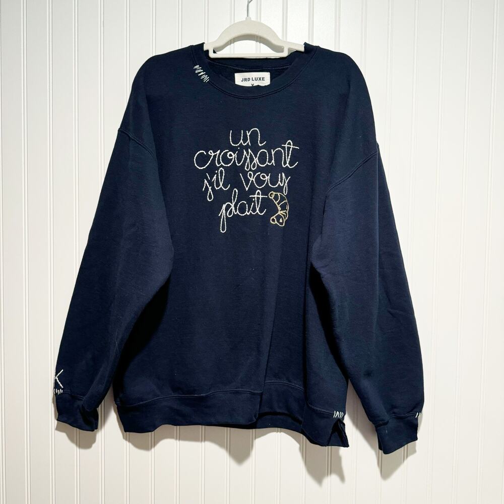 JRD Luxe Navy Blue Croissant Sweatshirt Size XL - Picture 1 of 5
